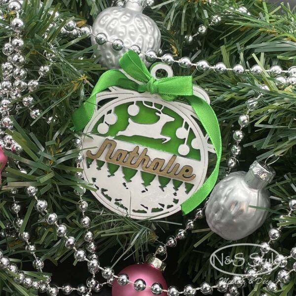 Boule de Noël 3D en bois - Cerf