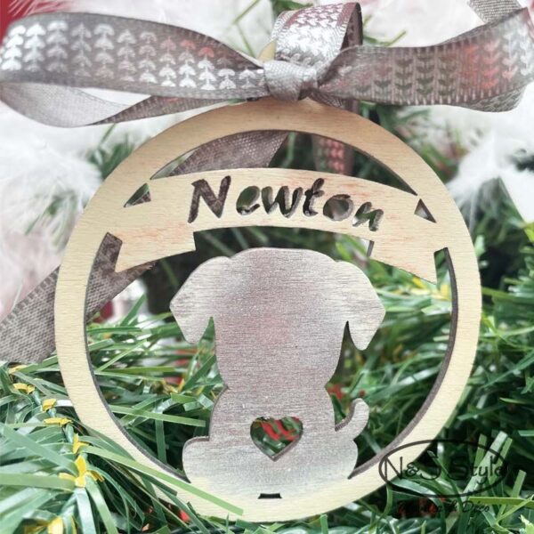 Boule de Noël en bois - Chien