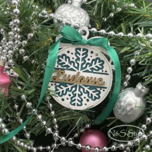 Boule de Noël 3D en bois - Flocon