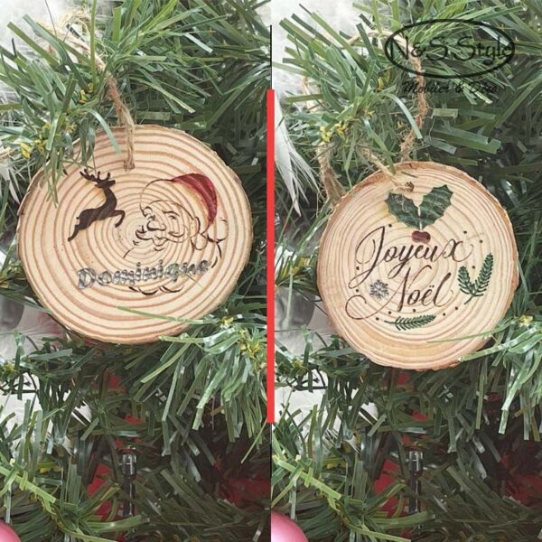 Boule de Noël – Rondin de bois père Noël personnalisé