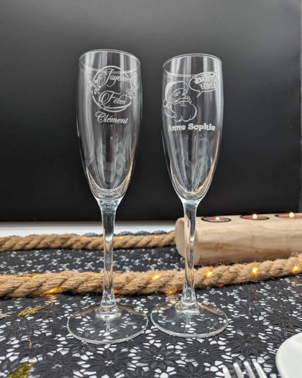 Flûte champagne verre pour mariage anniversaire noce fête baptême gravée personnalisée