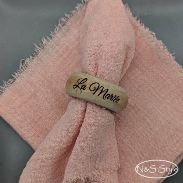 Rond de serviette bois pour table mariage anniversaire baptême personnalisé