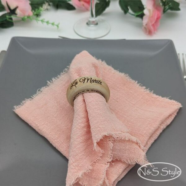 Rond de serviette bois pour table mariage anniversaire baptême personnalisé – Image 3