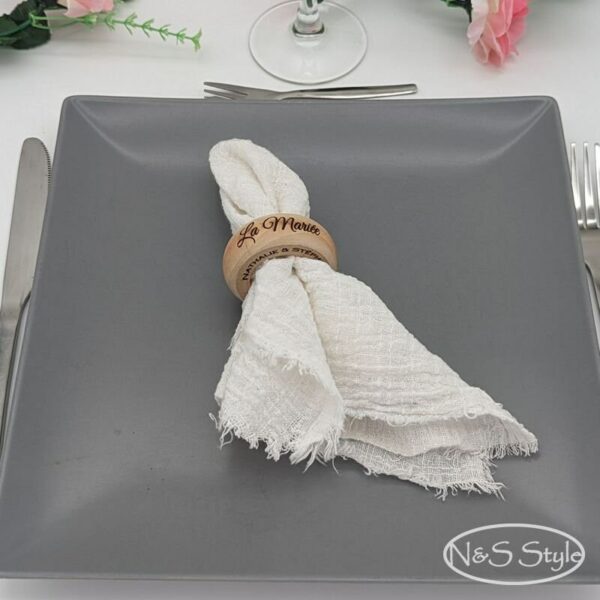 Rond de serviette bois pour table mariage anniversaire baptême personnalisé – Image 4