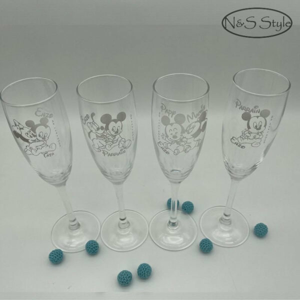 Flûte champagne verre pour mariage anniversaire noce fête baptême gravée personnalisée – Image 3