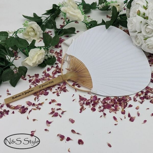 Eventail rond japonais bois bambou gravé personnalisé pour fête mariage anniversaire cadeau