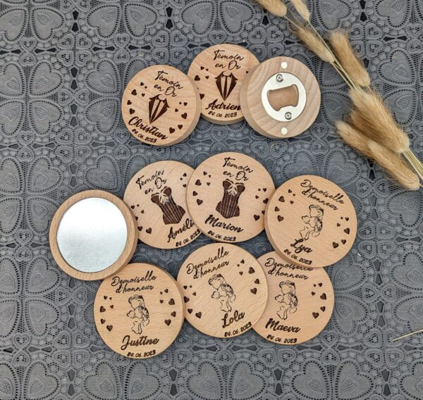 Miroir en bois pour cadeau mariage invité evjf personnalisé – Image 5