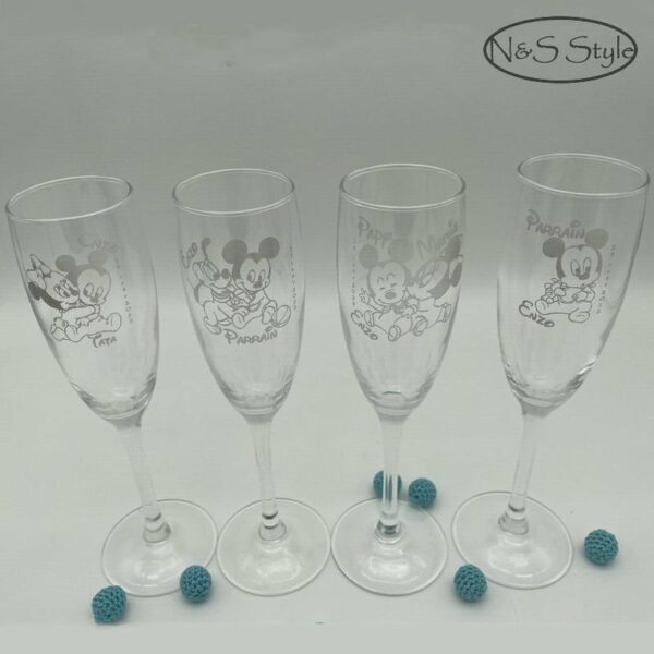 Flûte champagne verre pour mariage anniversaire noce fête baptême gravée personnalisée – Image 4