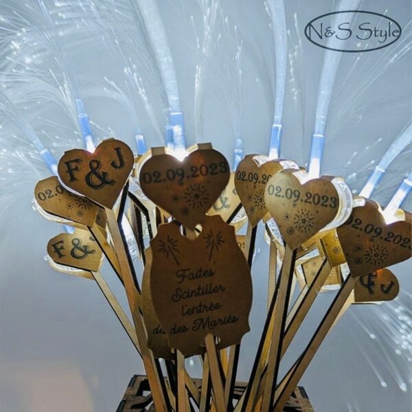 Cierge magique scintillant fibre led lumineux pour faire scintiller mariage fête baptême anniversaire – Image 2