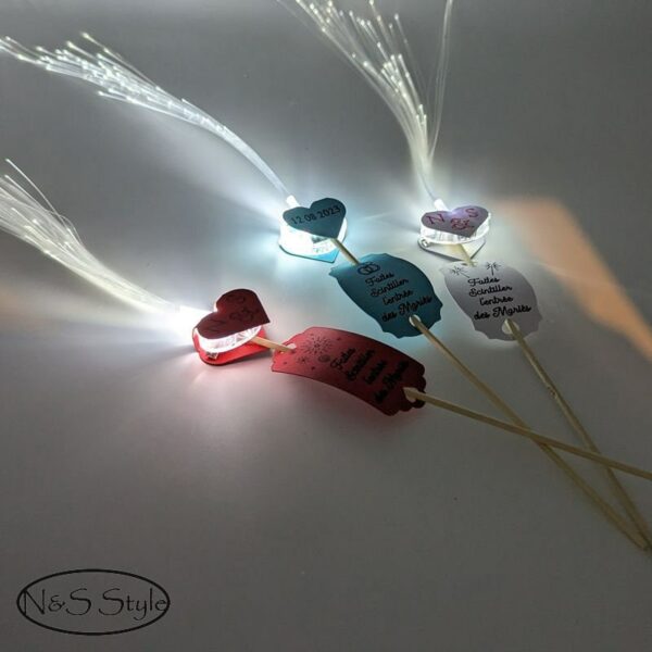 Cierge magique scintillant fibre led lumineux pour faire scintiller mariage fête baptême anniversaire – Image 5