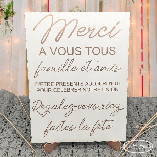 Panneau de remerciement en bois pour mariage noce anniversaire retraite fête