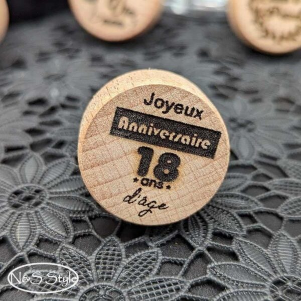 Bouchon personnalisé liège gravé pour fête mariage anniversaire evjf evg – Image 3