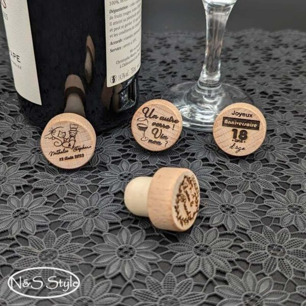 Bouchon personnalisé liège gravé pour fête mariage anniversaire evjf evg – Image 4