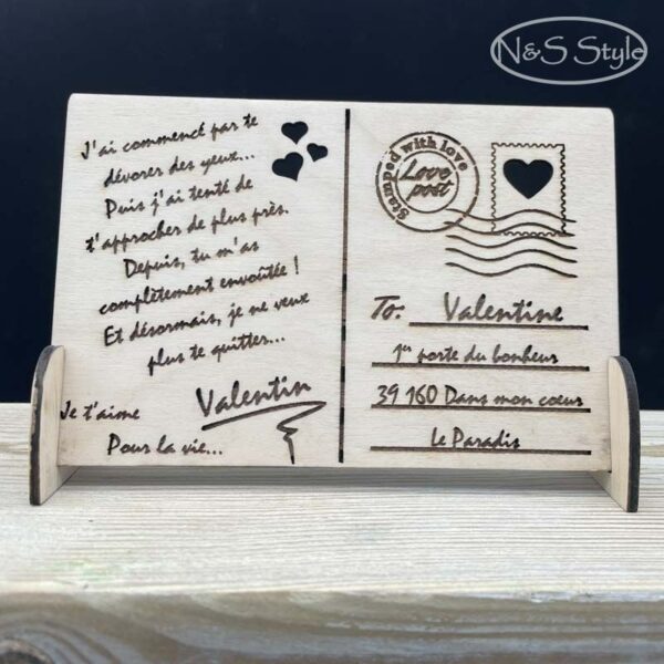 Carte pour déclarer votre amour en bois personnalisable