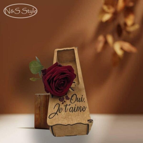 Rose éternelle et sa boîte en bois personnalisée pour mariage fête cadeau amour – Image 2
