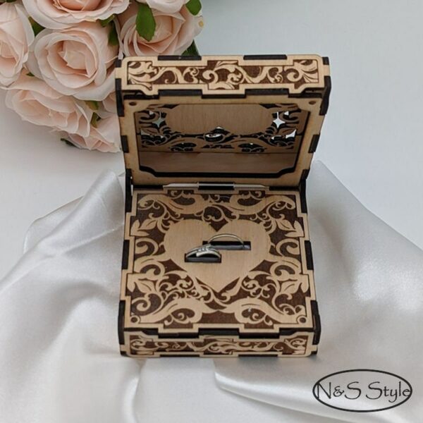 Porte alliances boîte à bague bois mariage noce personnalisée – Image 2