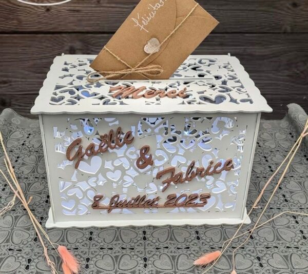 Urne cagnotte l’une de miel mariage personnalisée en bois – Image 2