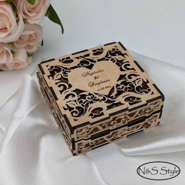 Porte alliances boîte à bague bois mariage noce personnalisée