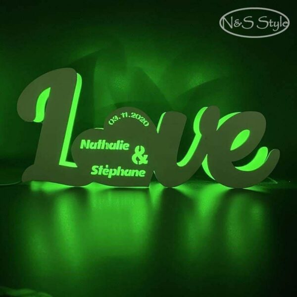 Décoration lumineuse ou centre de table LOVE en bois et led personnalisable – Image 8