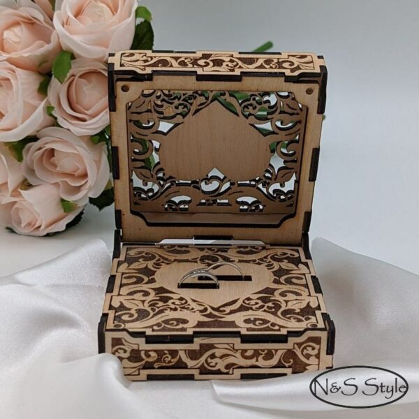Porte alliances boîte à bague bois mariage noce personnalisée – Image 4