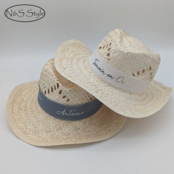 Chapeau de paille personnalisé pour vos fêtes, votre mariage, en cadeau d'invité ou evjf, evg