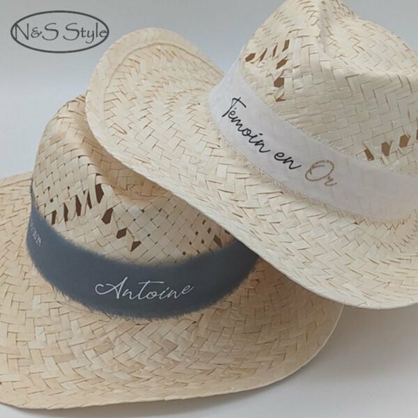Chapeau de paille personnalisé pour vos fêtes, votre mariage, en cadeau d'invité ou evjf, evg – Image 2