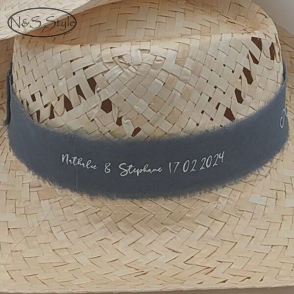 Chapeau de paille personnalisé pour vos fêtes, votre mariage, en cadeau d'invité ou evjf, evg – Image 3