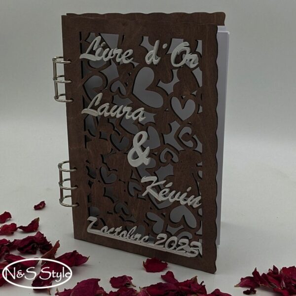 Livre d'or en bois personnalisé pour mariage noce pacse retraite – Image 2