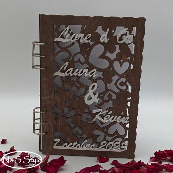 Livre d'or en bois personnalisé pour mariage noce pacse retraite – Image 3