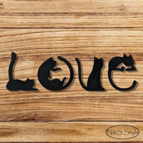 Décoration murale love chat bois