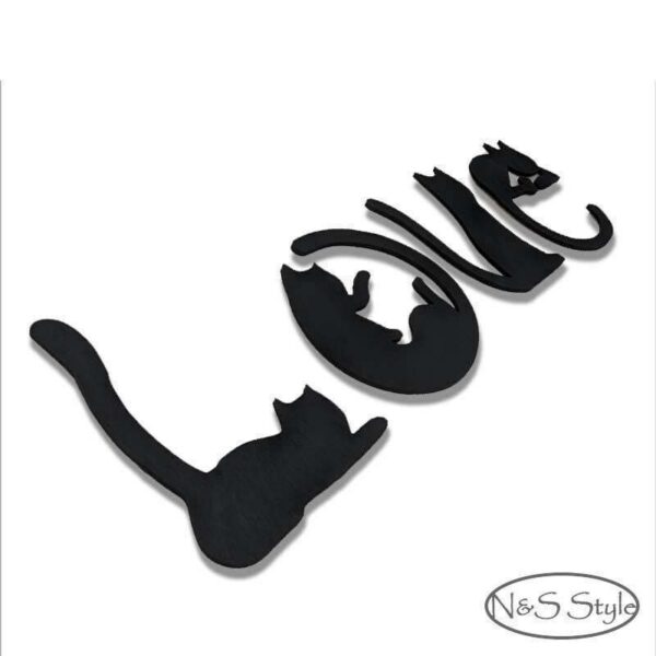 Décoration murale love chat bois – Image 2