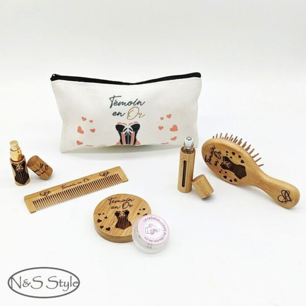 Kit trousse cadeaux femme pour mariage invité anniversaire témoin gravé personnalisé