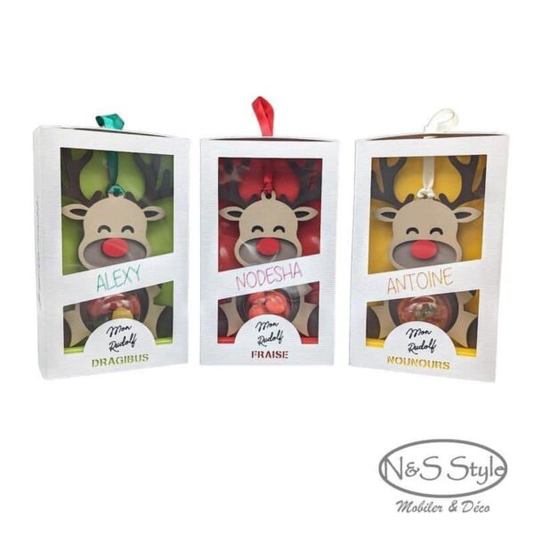 Rudolf boule ne noel en bois personnalisée