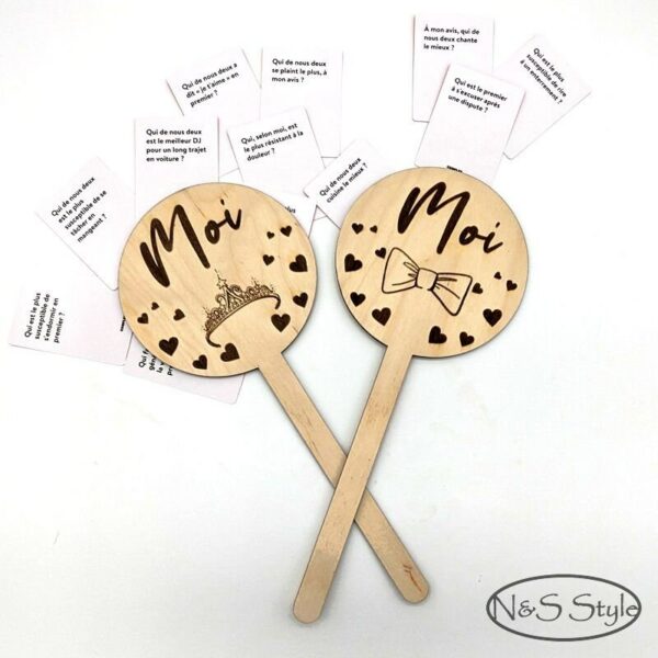Jeu ELLE et LUI en bois mariage, anniversaire et autre événement – Image 3
