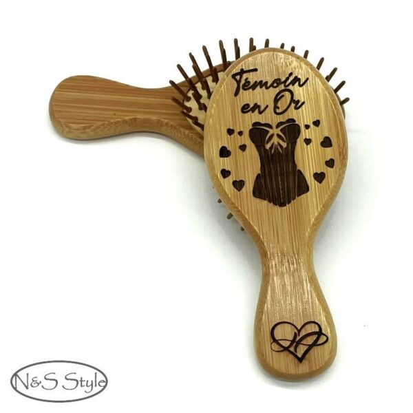 Brosse en bois de bambou personnalisée pour cadeau anniversaire mariage Evjf