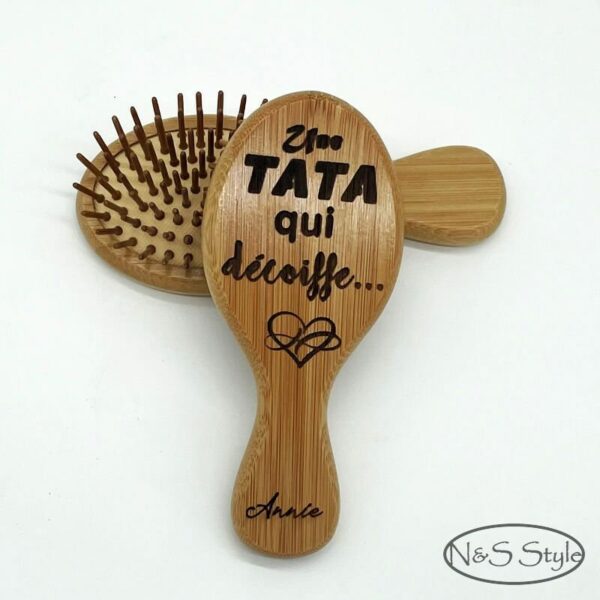 Brosse en bois de bambou personnalisée pour cadeau anniversaire mariage Evjf – Image 2