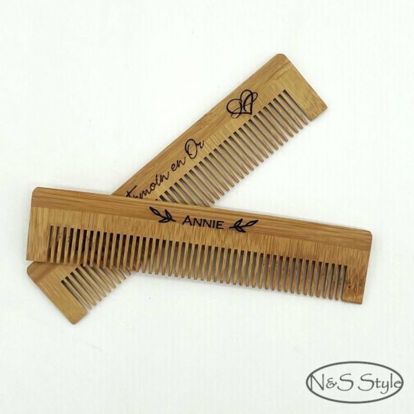 Peigne en bois de bambou personnalisée pour cadeau anniversaire mariage Evjf – Image 2