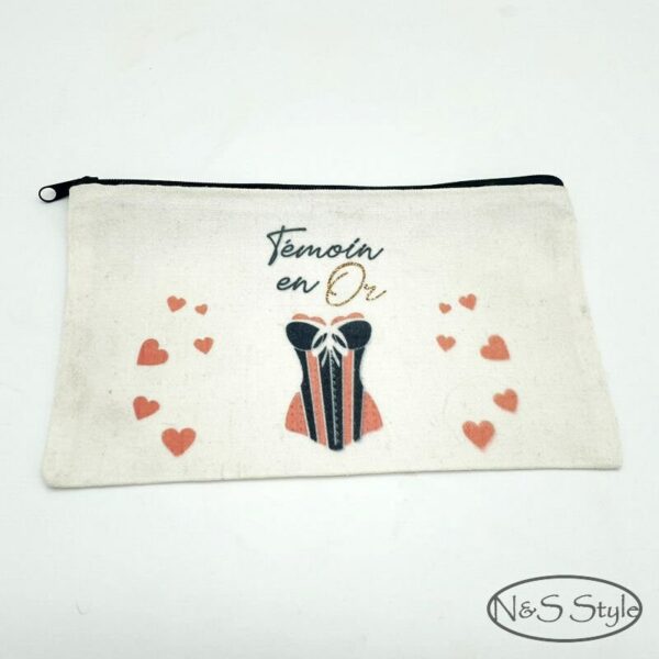 Trousse poche en coton personnalisée pour cadeau mariage témoin Evjf anniversaire – Image 2